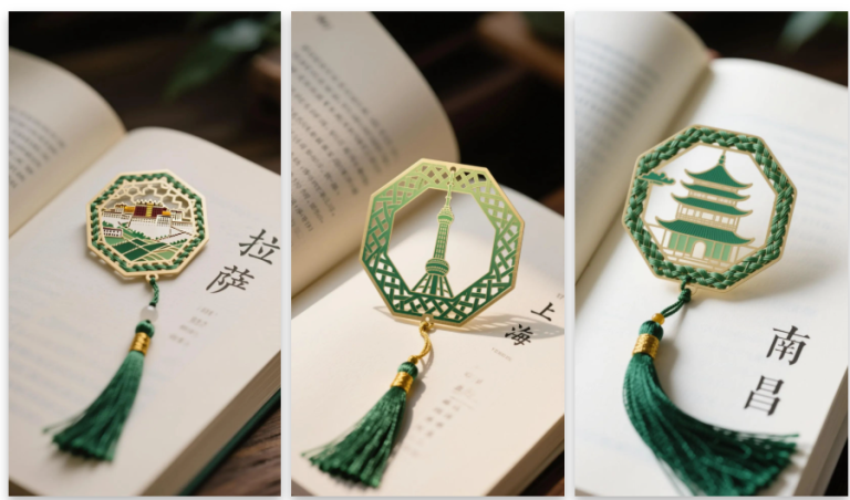 副业新玩法！纯AI制作非遗书签里的家乡建筑，变现热门赛道来了